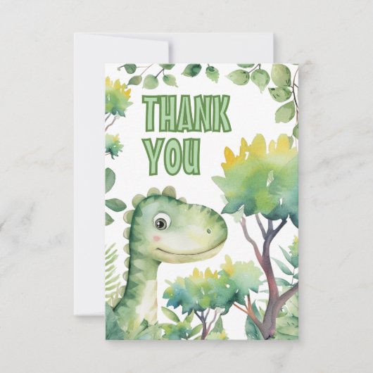 恐竜ベイビーの1歳誕生日 ディノマイト・サンクスユー サンキューカード (正面)