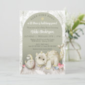 恐竜ベイビー シャワーパーティーへようこそ! 招待状 (スタンド正面)