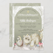 恐竜ベイビー シャワーパーティーへようこそ! 招待状 (正面/裏面)