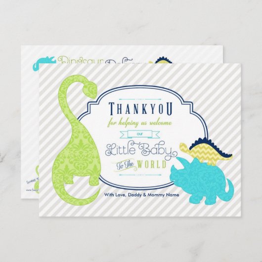 恐竜ベビーサンキューポストカード ポストカード (正面/裏面)