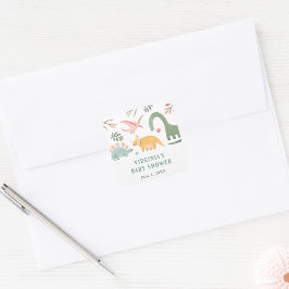 恐竜ベビーシャワーステッカー スクエアシール