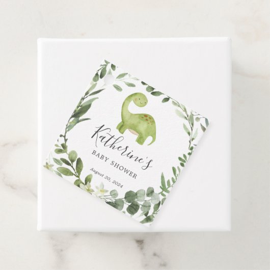 恐竜ベビーシャワーメッセージカード フェイバータグ (インサイチュ)