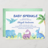 恐竜ベビースプリンクルパーソナライズされた招待状 案内状 (正面/裏面)