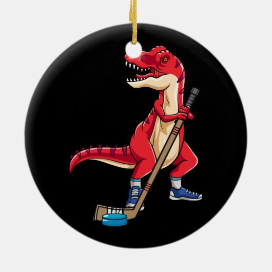 恐竜ホッケースティックパックゴールゴアリーTレックス セラミックオーナメント (裏面)