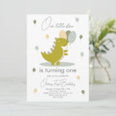 恐竜ボーイグリーングレーファースト誕生日 招待状 (スタンド正面)