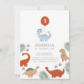 恐竜ボーイズ最初の誕生日パーティの招待状 招待状 (正面)