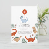 恐竜ボーイズ最初の誕生日パーティの招待状 招待状 (スタンド正面)