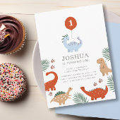 恐竜ボーイズ最初の誕生日パーティの招待状 招待状