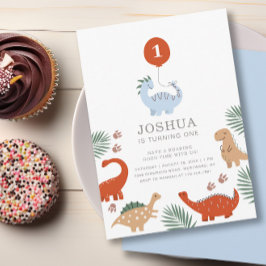 恐竜ボーイズ最初の誕生日パーティの招待状 招待状