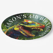 恐竜ボーイズ誕生日紙プレート ペーパープレート (アングル)