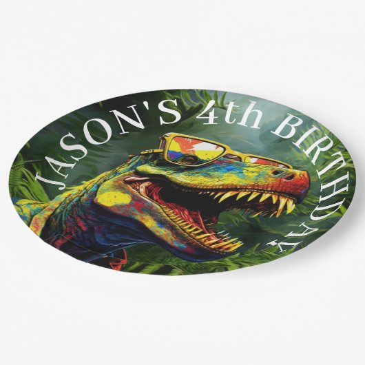 恐竜ボーイズ誕生日紙プレート ペーパープレート (アングル)