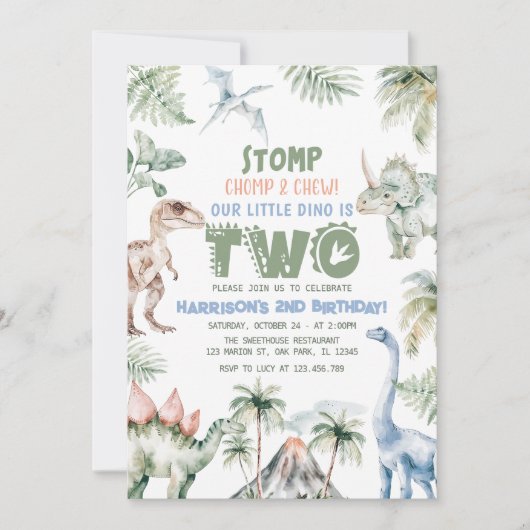 恐竜ボーイディーノ誕生日パーティー 招待状 (正面)
