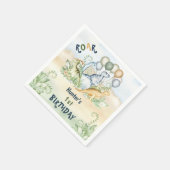 恐竜ボーイパステルブルーグリーンの誕生日 スタンダードカクテルナプキン (角)