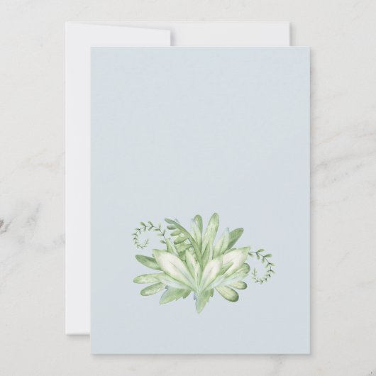 恐竜ボーイブルーグリーンパステルカスタム1st誕生日 招待状 (裏面)