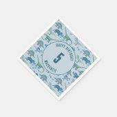 恐竜ボーイ子供の誕生日パーティーブルー スタンダードカクテルナプキン (角)