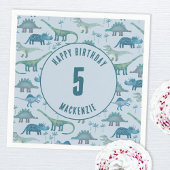 恐竜ボーイ子供の誕生日パーティーブルー スタンダードカクテルナプキン