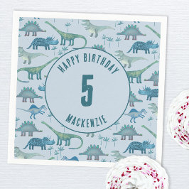 恐竜ボーイ子供の誕生日パーティーブルー スタンダードカクテルナプキン