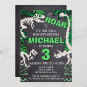 恐竜ボーンズ子供の誕生日ディノトレックスボーイ 招待状 (正面/裏面)