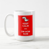恐竜マグカップ Keep Calm and Om Nom Nom コーヒーマグカップ (左)