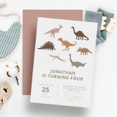恐竜ミニマルモダンリスト子供の誕生日パーティー 招待状
