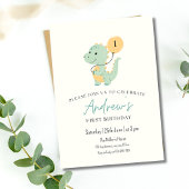 恐竜ミニマル最初の誕生日パーティーTレックス 招待状