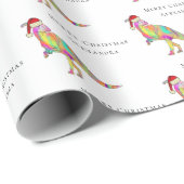 恐竜メリークリスマスパーソナライズされたガール名 ラッピングペーパー (ロールコーナー)