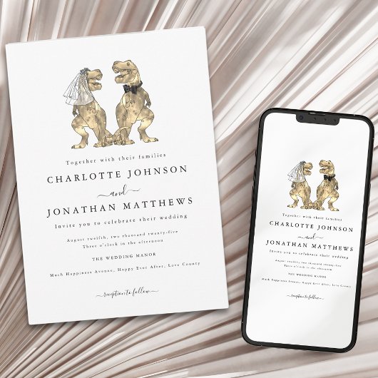 恐竜モダンテーマ結婚ズ 招待状