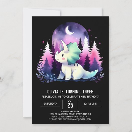 恐竜モダントリケラトプス誕生日 招待状 (正面)