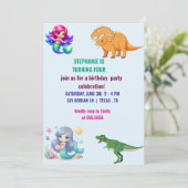 恐竜モダン人魚の誕生日パーティー 招待状 (スタンド正面)