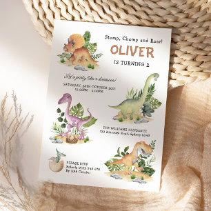 恐竜モダン子供の誕生日パーティの招待状 招待状