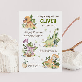 恐竜モダン子供の誕生日パーティー 招待状