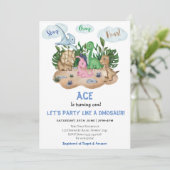 恐竜モダン子供の誕生日パーティー!轟音! 招待状 (スタンド正面)