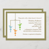 恐竜モバイルベビーシャワー招待状 招待状 (正面/裏面)