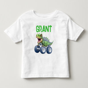 恐竜モンスタートラックパーソナライズされた誕生日 トドラーTシャツ