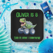 恐竜モンスタートラックパーソナライズされた誕生日 ペーパープレート (パーティー)