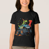 恐竜モンスタートラックT型の誕生日子供へ第1位 トライブレンドTシャツ (正面)
