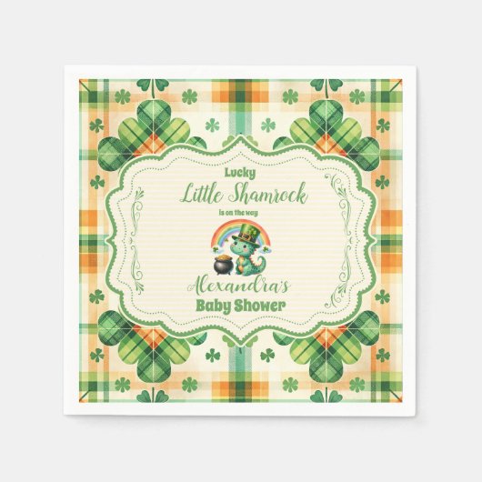 恐竜ラッキーリトルシャームロック スタンダードカクテルナプキン (正面)