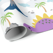 恐竜ラッピング紙カラフル – 恐竜とV ラッピングペーパー (ロールコーナー)