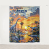 恐竜ランドプリヒストリック誕生日ぶら下がったズ タペストリー (正面)