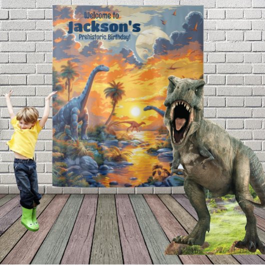 恐竜ランドプリヒストリック誕生日ぶら下がったズ タペストリー