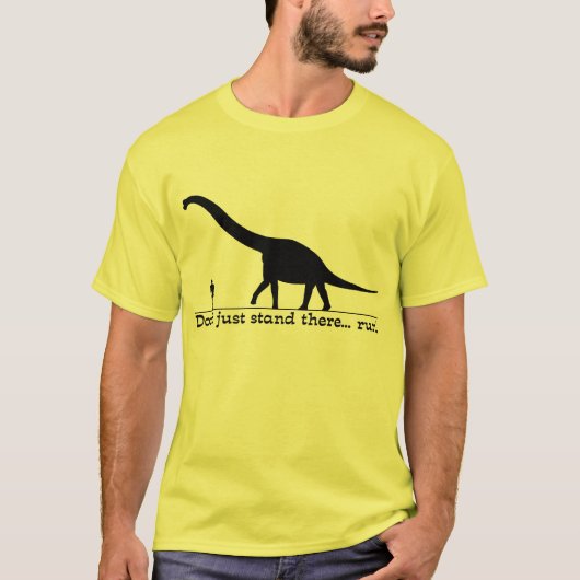恐竜ラン・面白いTシャツ・ユーモア Tシャツ (正面)