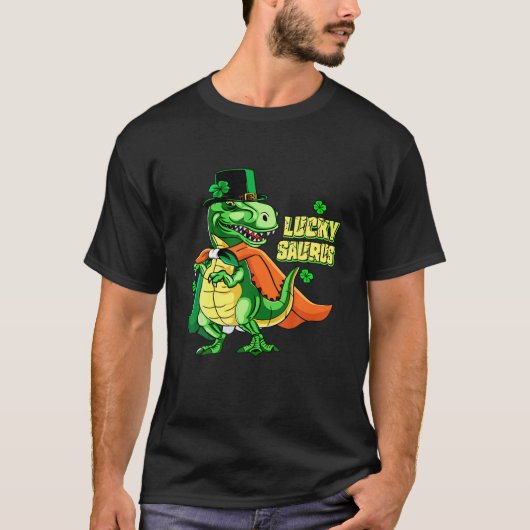 恐竜レックスアイルランドSt patricks day誕生日ギフト Tシャツ (正面)