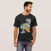 恐竜レックスミイラ怖いハロウィンカボチャ Tシャツ (正面フル)