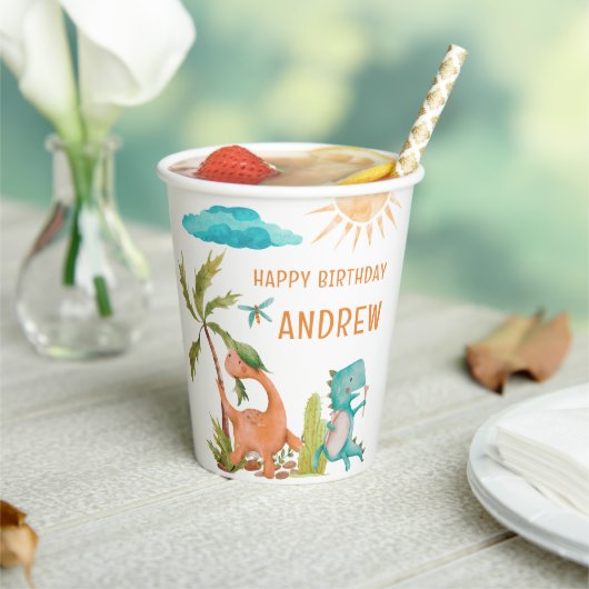 恐竜レックス誕生日パーティーシャワー 紙コップ (インサイチュ)