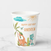 恐竜レックス誕生日パーティーシャワー 紙コップ (正面)