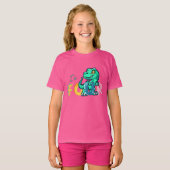 恐竜レックス４歳の誕生日ガール　新学期 Tシャツ (正面フル)