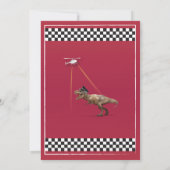 恐竜レッドコップおもしろいTレックスブルー招待状 招待状 (裏面)