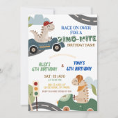 恐竜レース合同誕生日パーティー招待状 招待状 (正面)