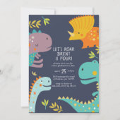 恐竜ロアボーイズ誕生日オレンジ 招待状 (正面)