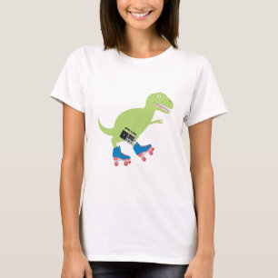 恐竜ローラスケートで滑る保持無線 Tシャツ